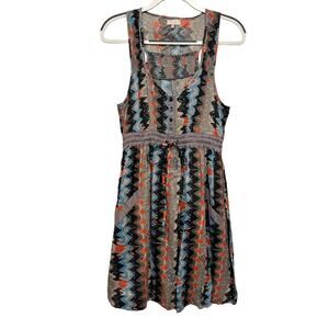 River Island Sleeveless Gray Orange Blue Sequined Dress with Pockets